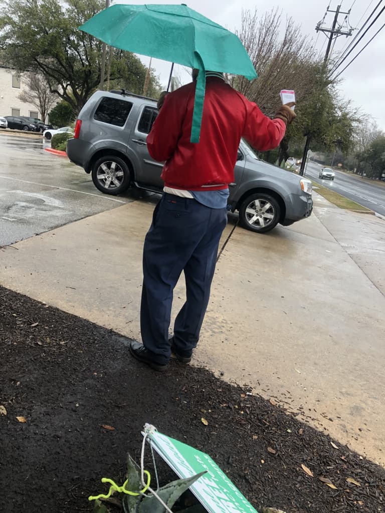 2-11-21 N Marty handing brochure out